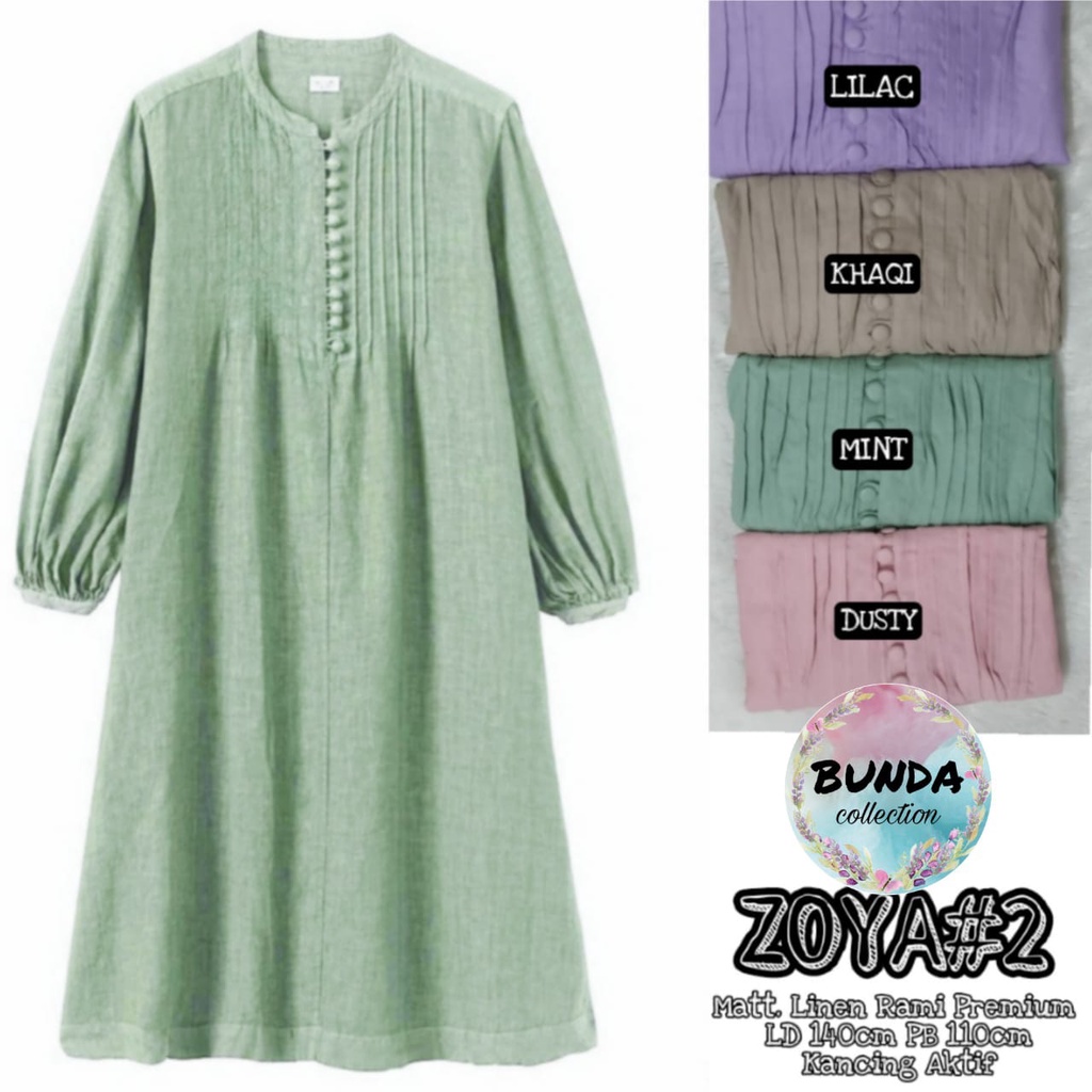(NEW) Zoya/Tunik Panjang Linen Rami Premium Super Jumbo/Atasan Top Kemeja Blus/Pakaian Wanita Termur
