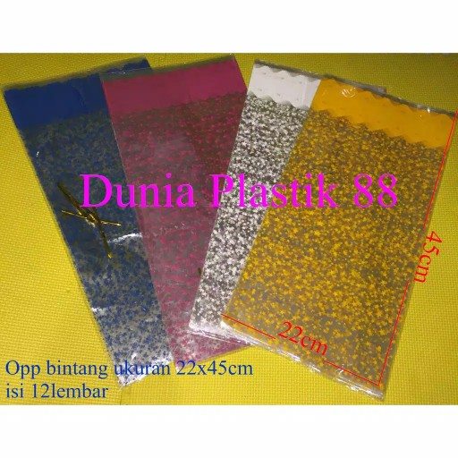 Isi12pcs Opp Bintang 22x45cm Kantong Plastik Opp Ultah Polos 22x45cm Bintang Ulang Tahun Souvenir