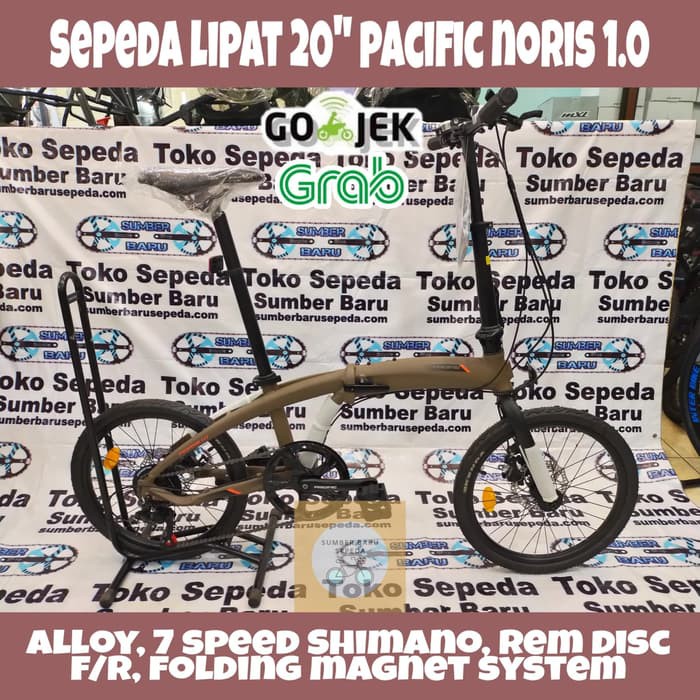 Grosir Sepeda Lipat Remaja/Dewasa 20" Pacific Noris 1.0 Alloy & Disc Brake - BROWN Elegan