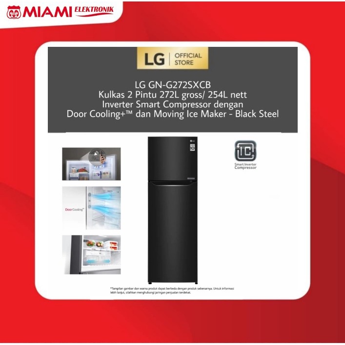 Lemari Es LG GNG272SXCB / GN-G272SXCB Kulkas 2 Pintu Smart Inverter 272 L