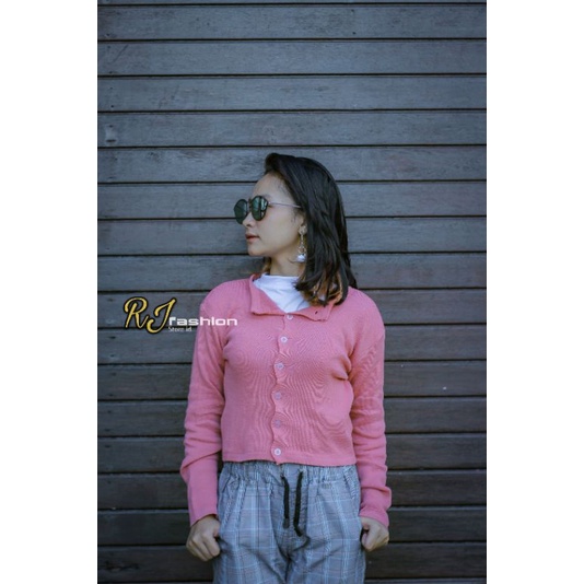 BAILEY CARDI RAJUT / ANGEL BOTON SKIRT / KARDIGAN CROP TOP-dusty pink
