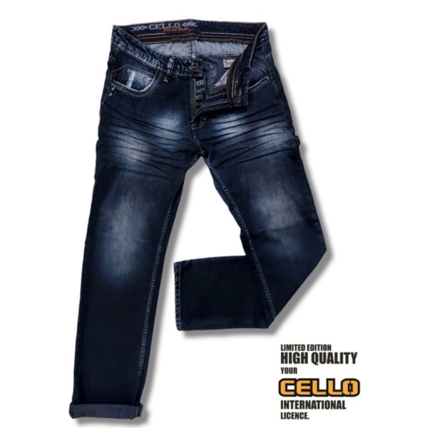 Celana Jeans Pria Scrub Branded Dark Blue - Blue Navy &amp; Bioblitz Premium Quality