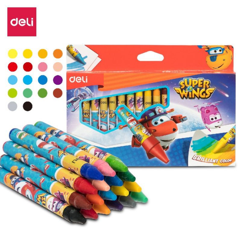 

Deli Wax Crayons Super Wings Round Barrel 12/18/24 Warna