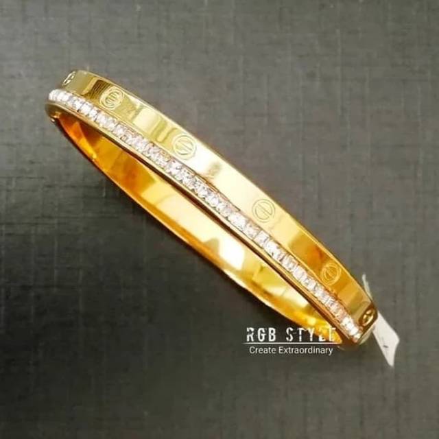 Gelang Tangan Wanita Batu Permata Gold Emas