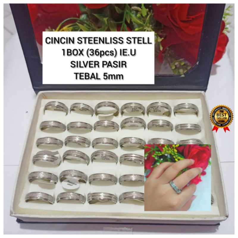 Cincin pria wanita STEENLESS steel 1 Box 36pcs termurah