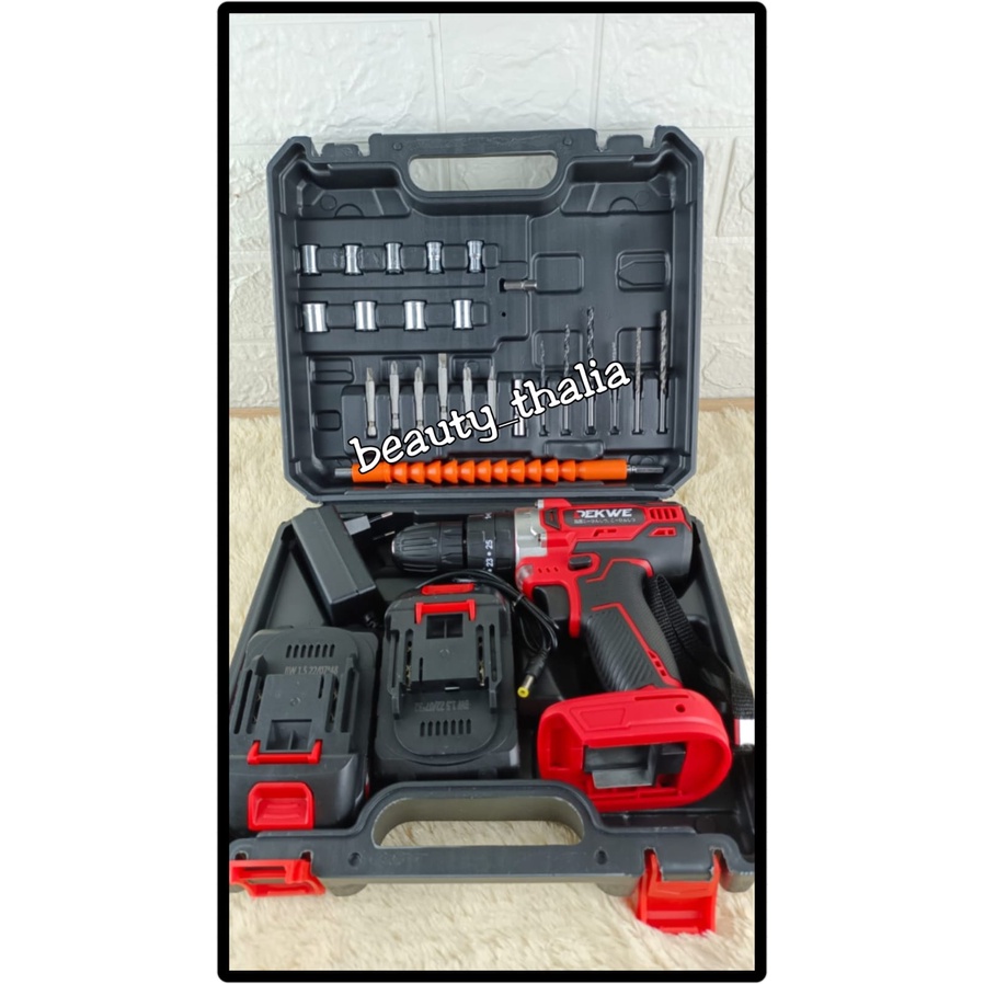 Cordless drill baterai brushless DEKWE 48v-13mm Set 1048