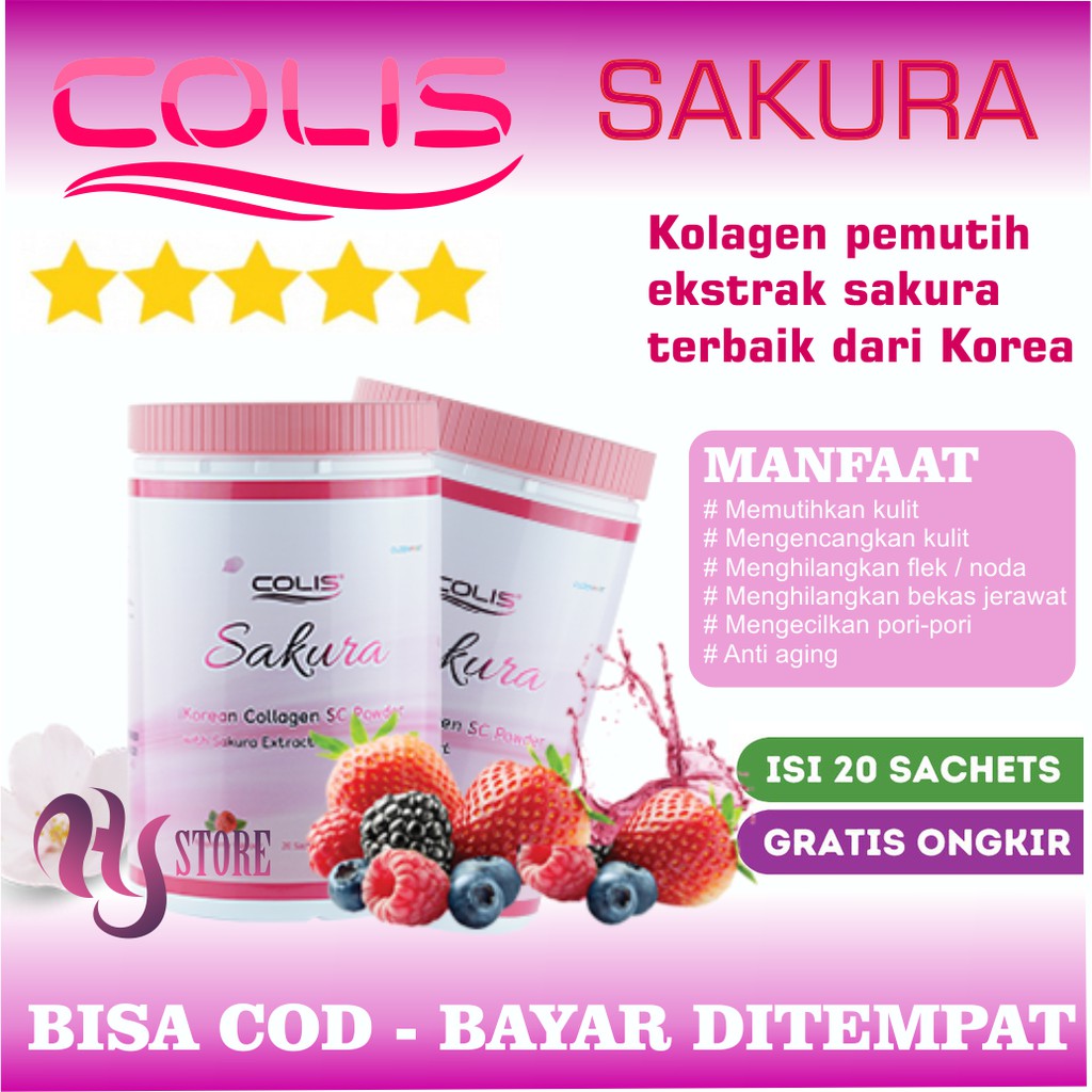 COLIS BEAUTY SAKURA COLLAGEN PEMUTIH KULIT ORIGINAL BPOM 20 SACHET