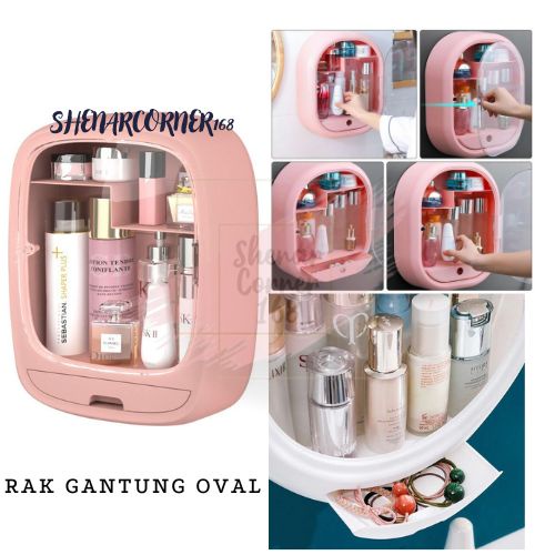 SHENAR RAK KOSMETIK GANTUNG TEMPEL / TEMPAT MAKE UP OVAL / RAK KOSMETIK ORGANIZER / KOTAK MAKE UP SABUN SERBAGUNA, SHENARCORNER168