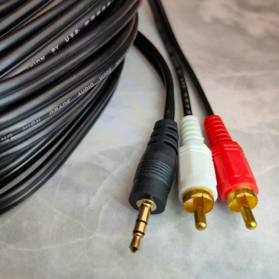 KABEL AUDIO TO RCA 2 GOLD PLATED 20M (1-2) / JACK 3.5MM - 2 RCA 20 METER