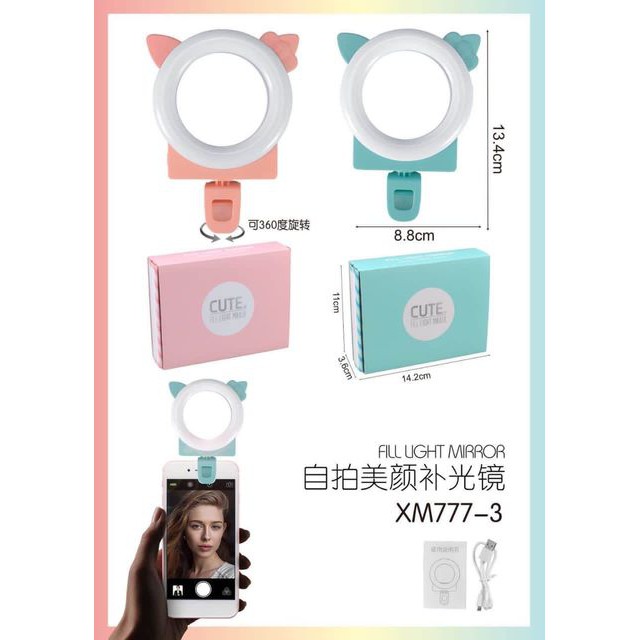 XM777-3 LAMPU SELFIE RING LIGHT MIRROR TEMPEL / LAMPU BIGO / LAMPU SELFIE RINGLIGHT