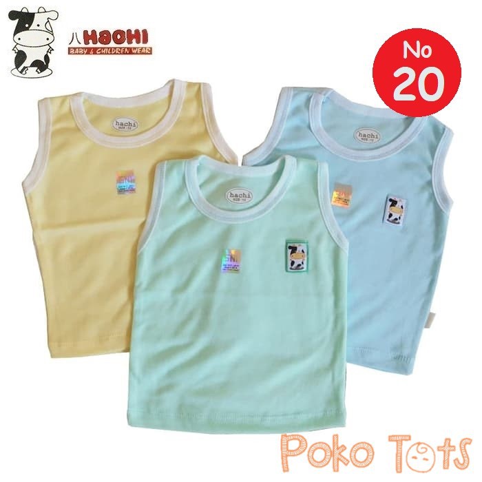 Hachi Kaos Singlet Ukuran 20 Tangan Buntung Bayi dan Anak Warna Polos