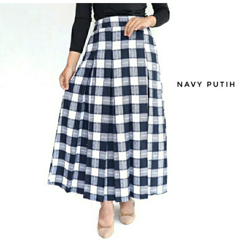 Rok flanel panjang rempel depan belakang