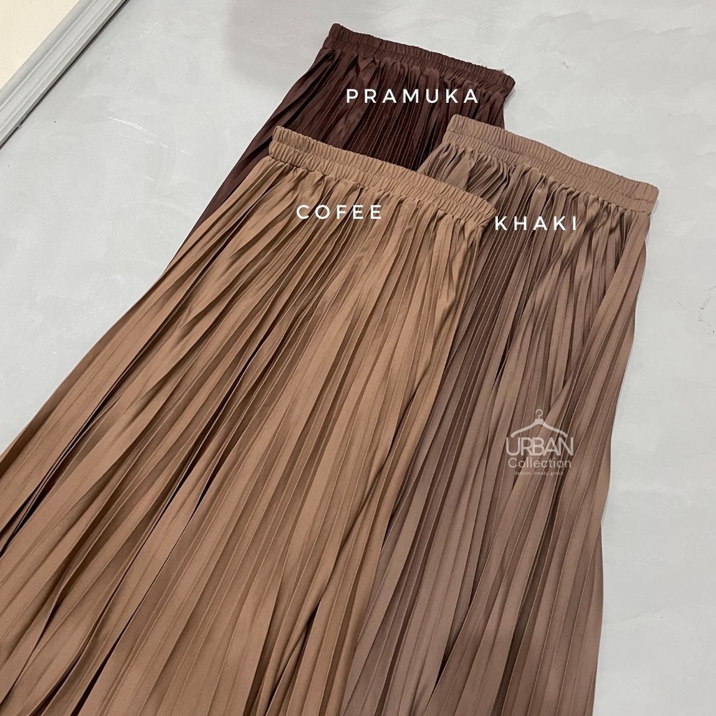 ROK PLISKET PREMIUM / ROK PLISKET PANJANG / ROK PLISKET WANITA / ROK PLISKET MAYUNG / BASIC PLEATED SKIRT [ COKLAT SERIES ]