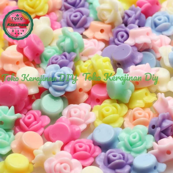 [ 35 pcs ] Manik Manik Mote Pastel Bunga Mawar Mini Mute Mawar