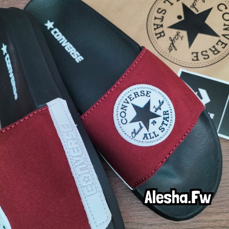 SANDAL SLIDE CONVERSE MAROON PREMIUM / SANDAL SLIDE CONVERSE MERAH MARUN /SENDAL SLOP TERLARIS /Sendal TERMURAH