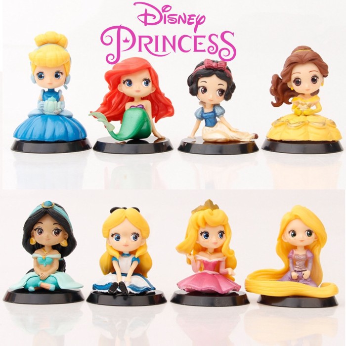ACTION FIGURE QPOSKET PRINCESS DISNEY CHIBI Q POSKET SET 8 PCS TOPPER