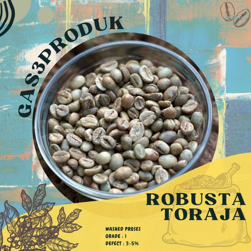 

Green Bean Biji kopi Robusta Toraja wash Grade 1