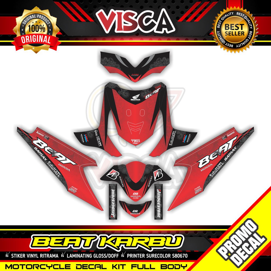 Decal Beat Karbu Full Body Stiker Beat Karbu Full Body Red Batik