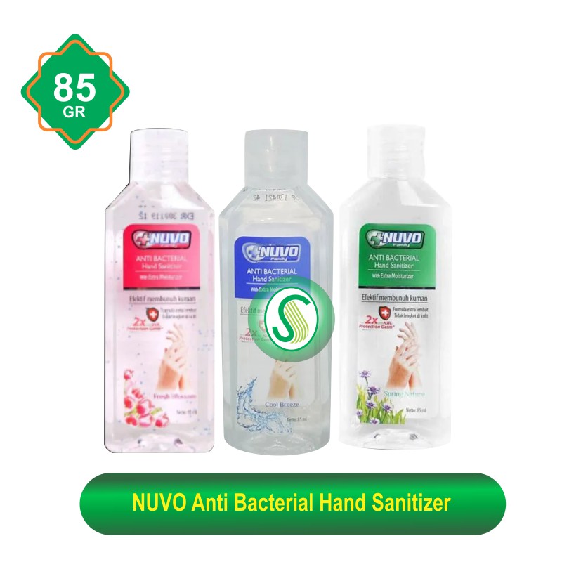 Nuvo Antibacterial Hand Sanitizer 85mL - Biru / Hijau / Merah (pink)