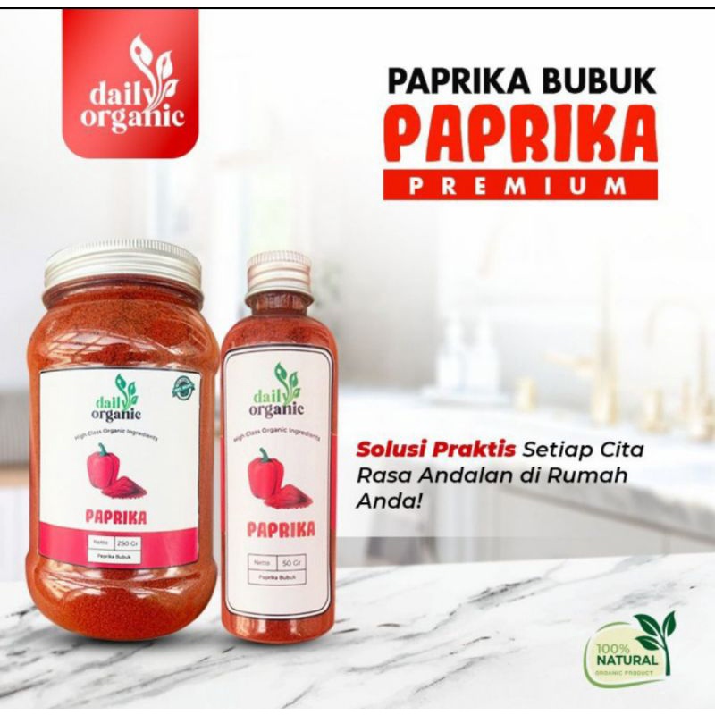 

paprica bubuk Daily organic capsicum powder praktis 100% asli 50gram.