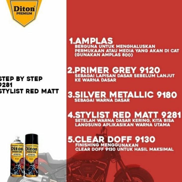 Siap Kirim.. Diton Premium Stylist Red Matt H9281 Merah Doff 9281 Honda Scoopy PCX 400ml Cat Pilok P