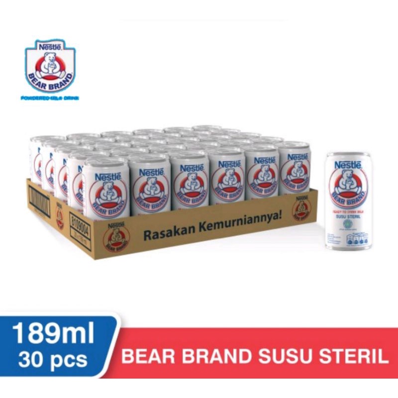 1 Dus - Susu Beruang Bear Brand 189 ml.          Isi 30 pcs /Dus