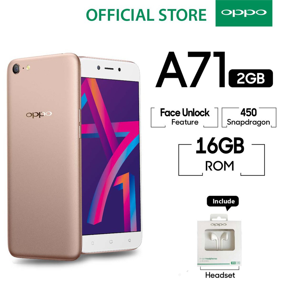 Oppo A71 Smartphone 20Mp Ai Beauty 2Gb/16Gb \u00e2\u0080\u0093 (Cicil Tanpa Kartu Kredit, Garansi Resmi Oppo 1