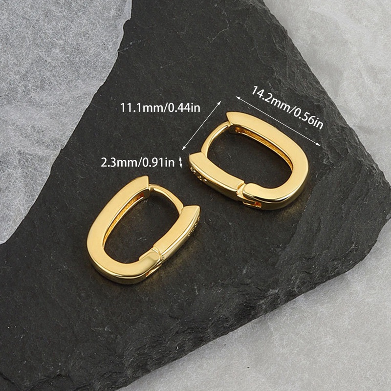 Anting Bentuk U Geometris Warna Silver Bahan Zirkon Gaya Perancis Untuk Pria Dan Wanita