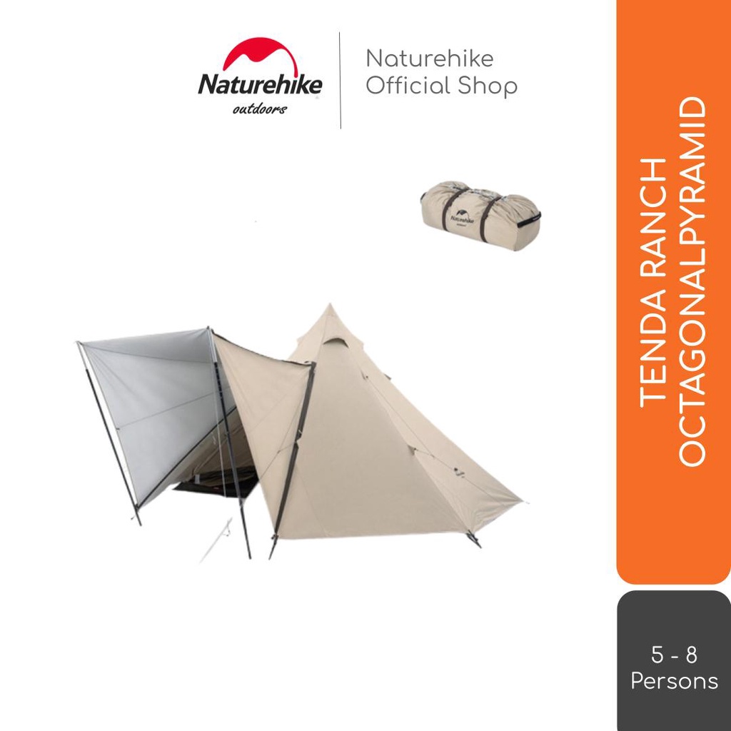 TENDA PIRAMID NATUREHIKE RANCH NH20ZP014 COTTON SERIES OCTAGONAL PYRAMID TENT TENDA GLAMPING CAMPING
