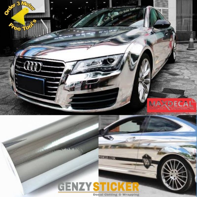 stiker skotlet silver chrome lebar 120cm