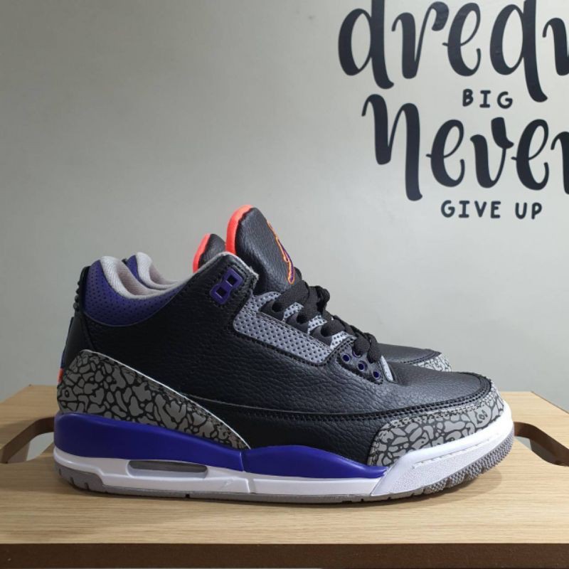 SNEAKERS A I R JORDAN 3 RETRO "COURT PURPLE" BLACK/CEMENT GREY-WHITE-COURT PURPLE
