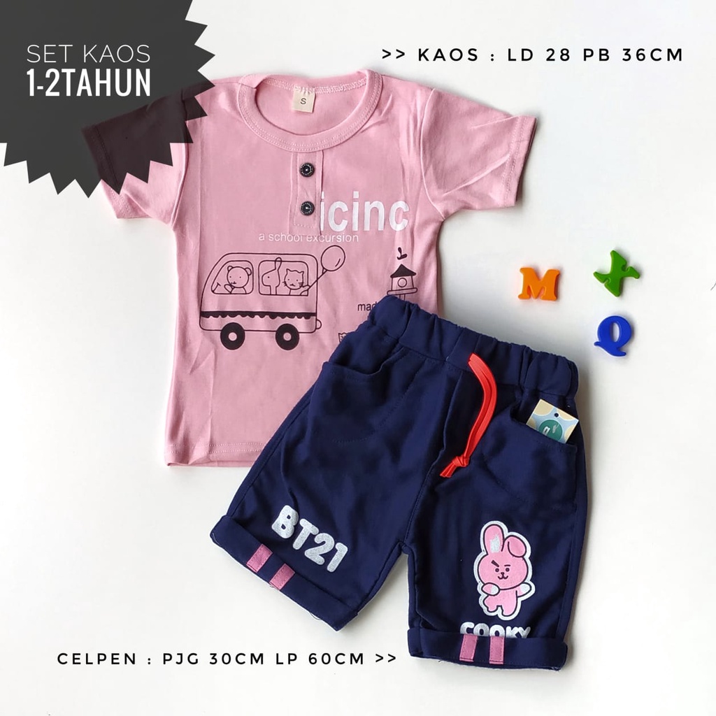 Setelan Kaos + Celana Anak Perempuan 1 - 4 Tahun PROMO!