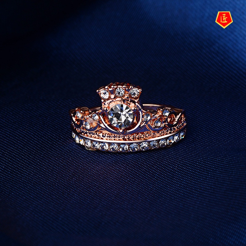 [Ready Stock]Creative Crown Diamond Inlaid Ring