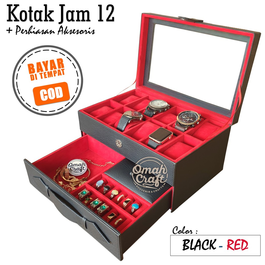 2KG PROMO MURAH Box Jam Tangan isi 12 Tempat Perhiasan &amp; Aksesoris Cincin Kalung Gelang / Kotak Jam