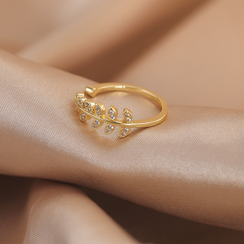 Korea gaya yang sama willow daun Cincin stackable cincin wanita daun tren cincin kreatif BARU bebera