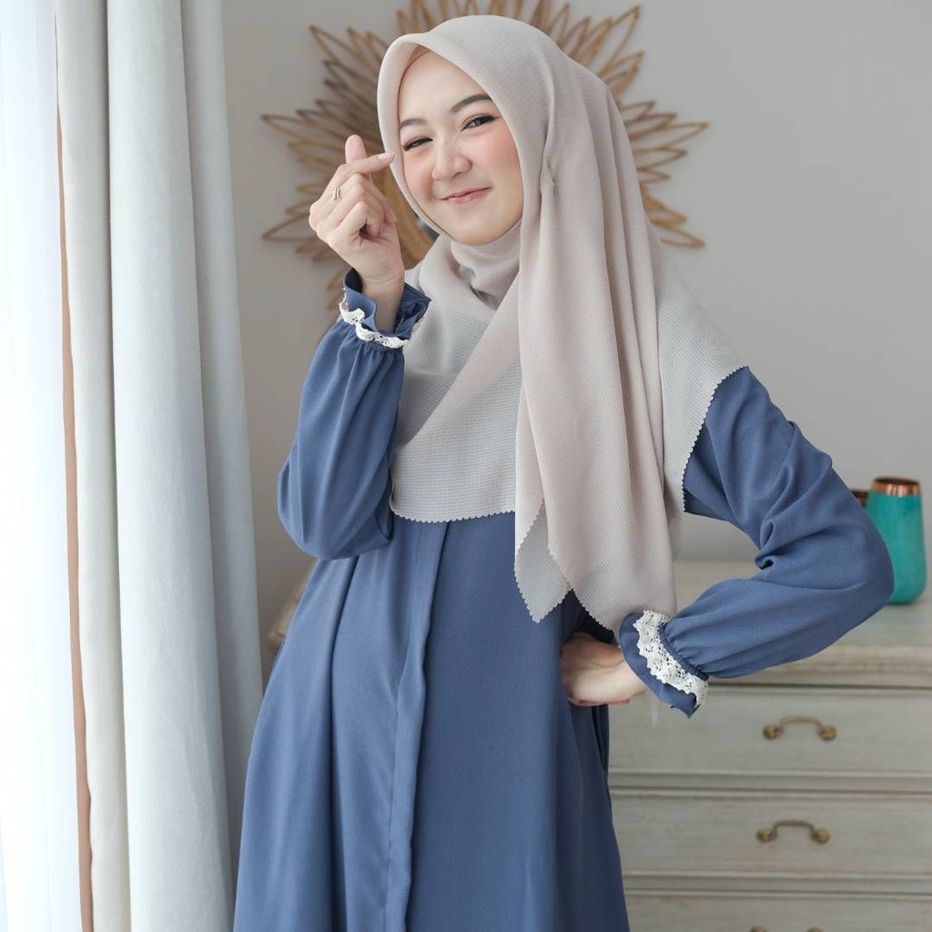 Amira dress Gamis Princess Casual dress daily gamis renda baju muslimah BISA COD-Stone