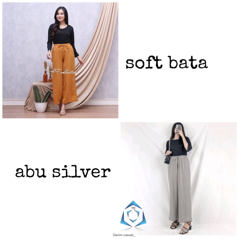 CELANA KULOT CRINGKLE POLOS WANITA PREMIUM COMFY BASIC