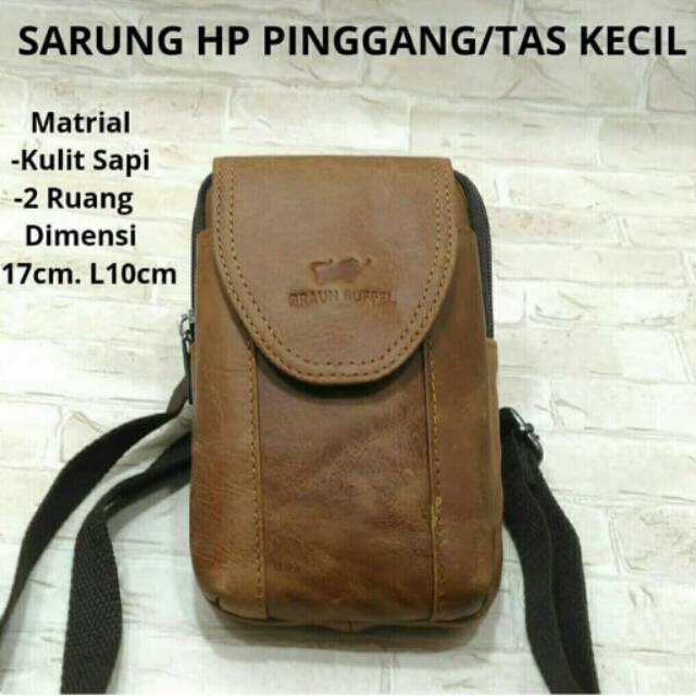 Tas pinggang/tas selempang kulit asli 100%.sarung hp.