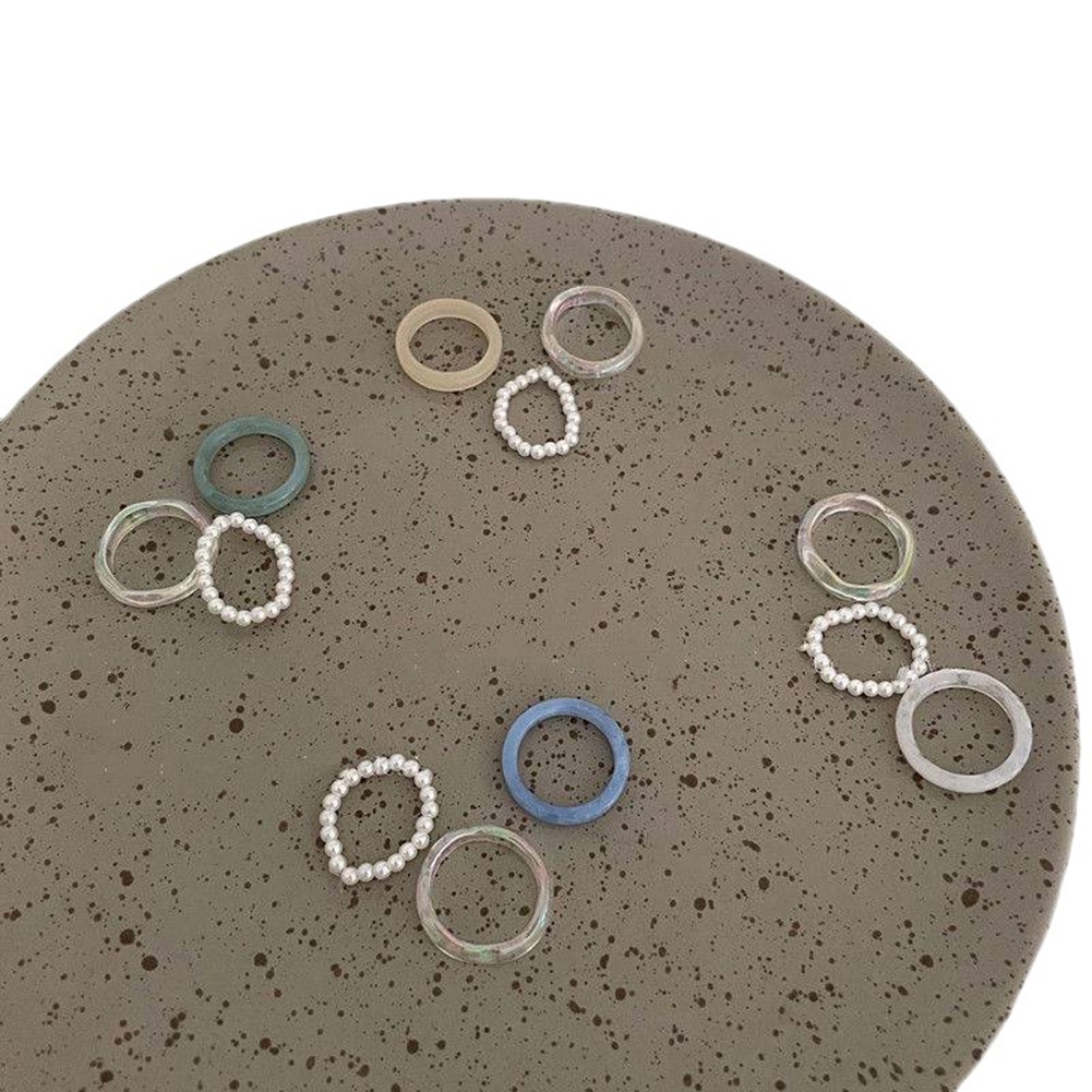 3pcs / Set Cincin Manik-Manik Bahan Resin Akrilik Gaya Vintage Untuk Wanita