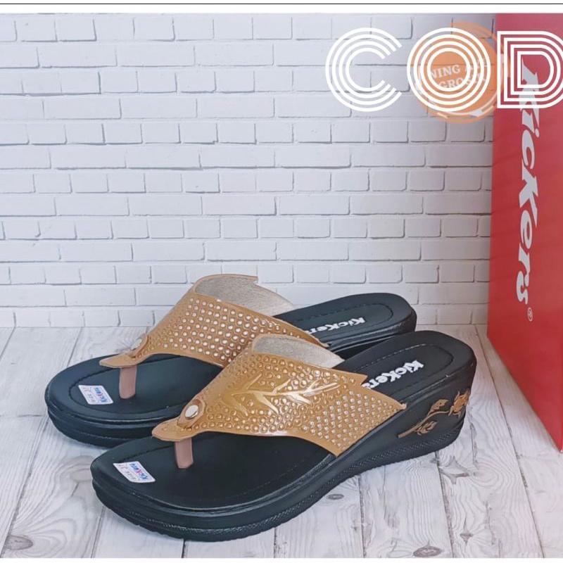 (COD) SANDAL JEPIT WEDGES WANITA KICKERS TERBARU SENDAL WEDJES CASUAL KASUAL JAPIT JEPIT