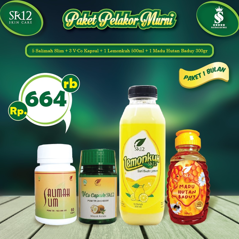 PAKET PELAKOR MURNI SR12 BPOM / MADU HUTAN BADUY / SALIMAH SLIM / VCO KAPSUL ORIGINAL