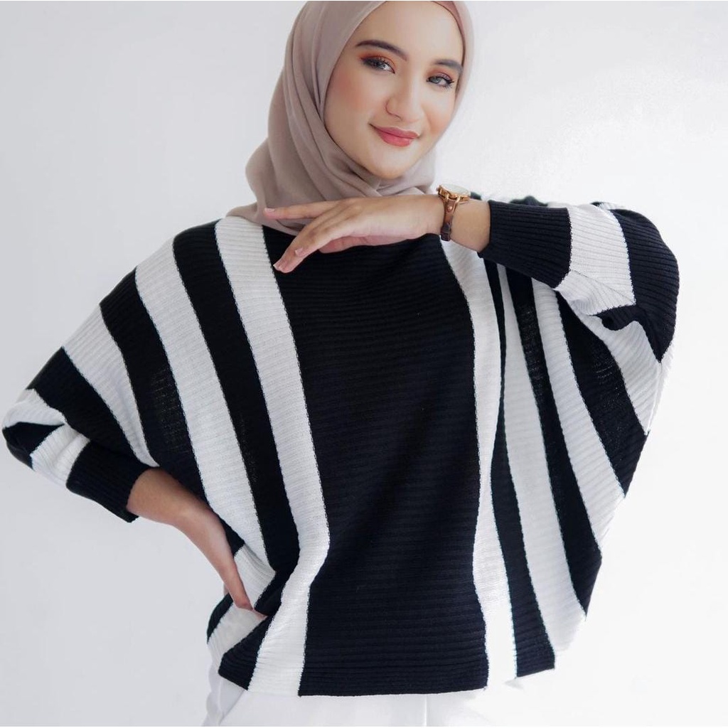 BAJU BLOUSE ATASAN RAJUT BATWING MODEL SALUR TERBARU JUMBO / RAJUT BATWING TERMURAH / SWEATER RAJUT 