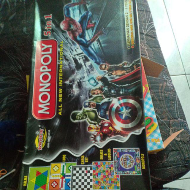  Mainan  Monopoly 5 in 1 Monopoli Catur Ular  Tangga Ludo 