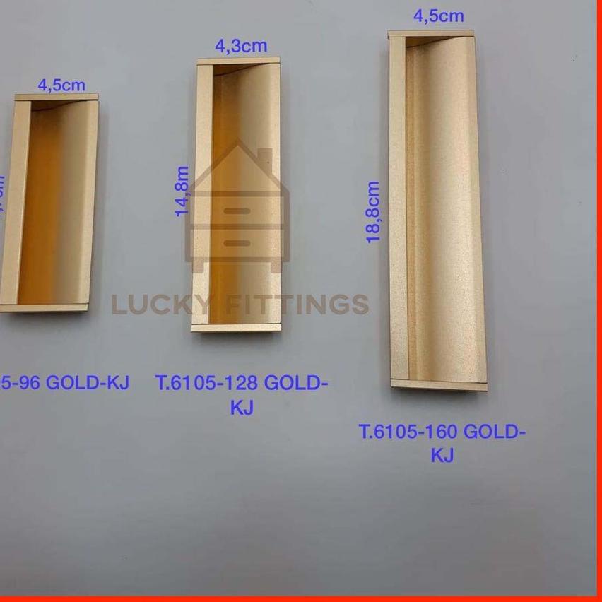 ➲ Tarikan Tanam 6105 GOLD / Handle Handel Geser Pintu Lemari Sliding Emas Rumah Minimalis Gagang ☞