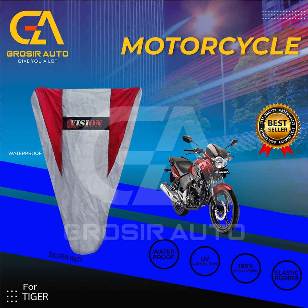 Cover Motor / Pelindung Sarung Motor / Penutup Motor Tiger Vision Silver Merah Waterproof