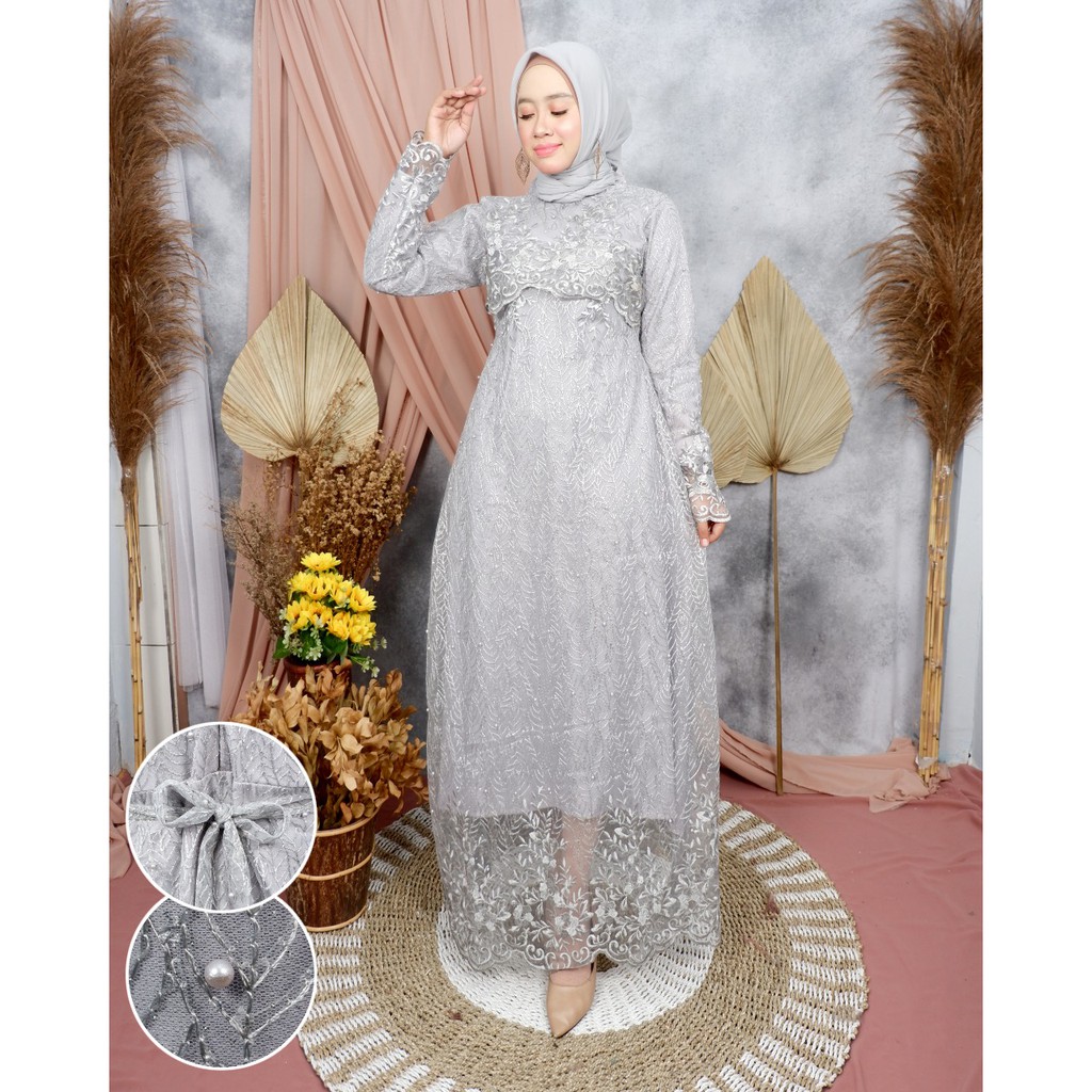 GAMIS TULLE FULL FURING gamis pesta/tulle padang gamis wisuda/gamis murah/kebaya murah/gamis