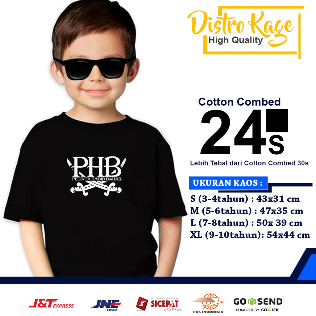 Baju Kaos Anak Pencinta Habib Bahar Bin Ali Bin Smith Baju Bahan Cotton Combed 30s Distro Kage