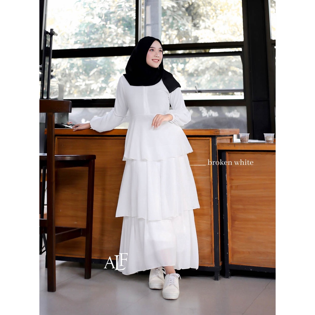 Alfaina Jelita Dress Gamis Susun Ceruty Babydoll