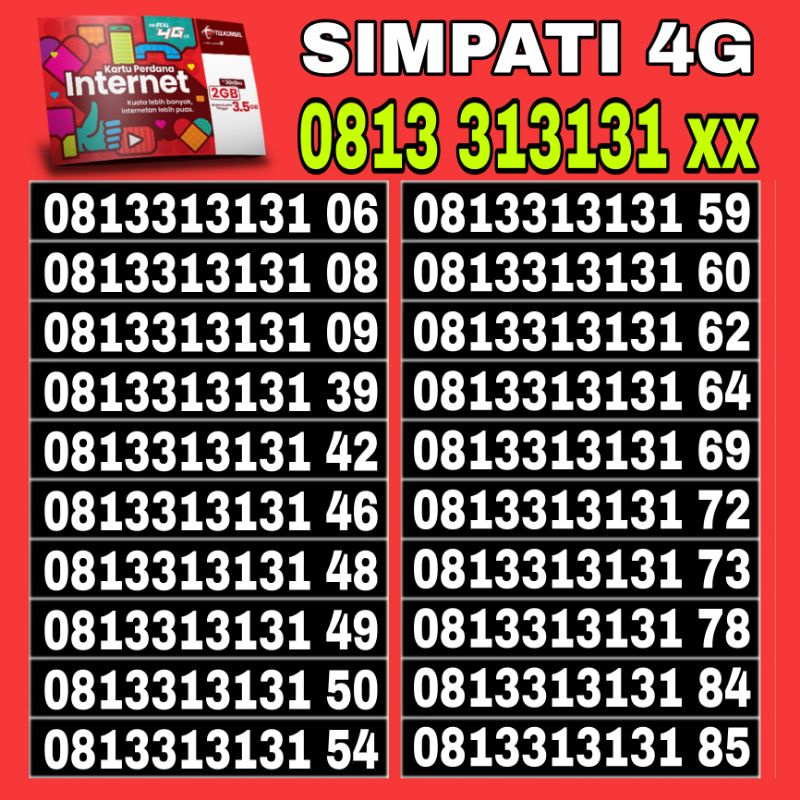 Nomor cantik Simpati 10 11 Digit kartu perdana Telkomsel prabayar suport 5g 0813 1300