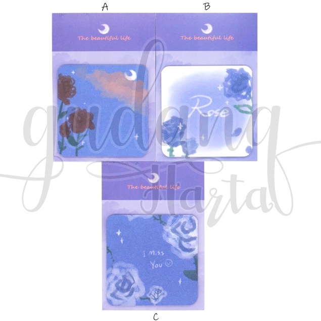 

GCC Sticky Notes Murmer Blue Rose Notes Motif Bunga Biru DIY GCC 301469